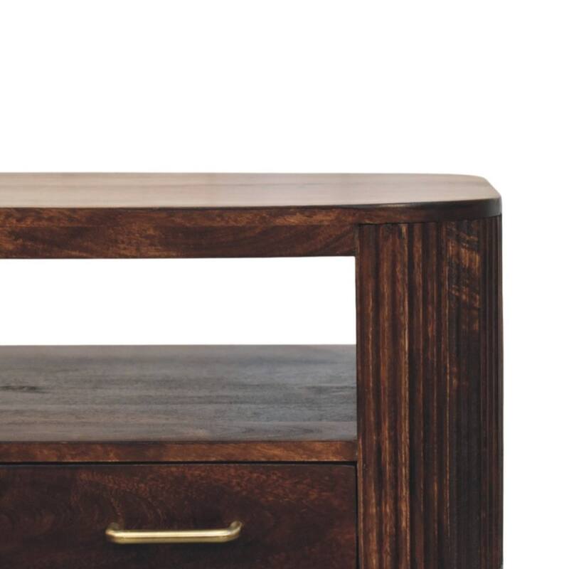 Artisan Furniture Solid Wood Sphere Leg Coffee Table, Brown, 2-Drawers