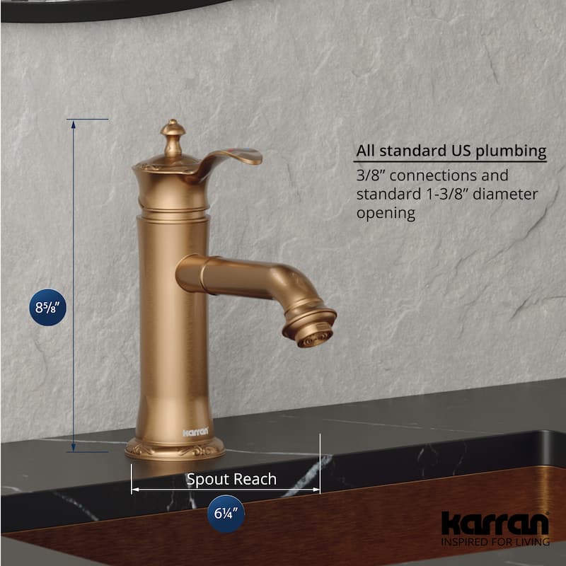 Karran Vineyard KBF470 Single-Handle Single Hole Basin Bathroom Faucet with Matching Pop-up Drain