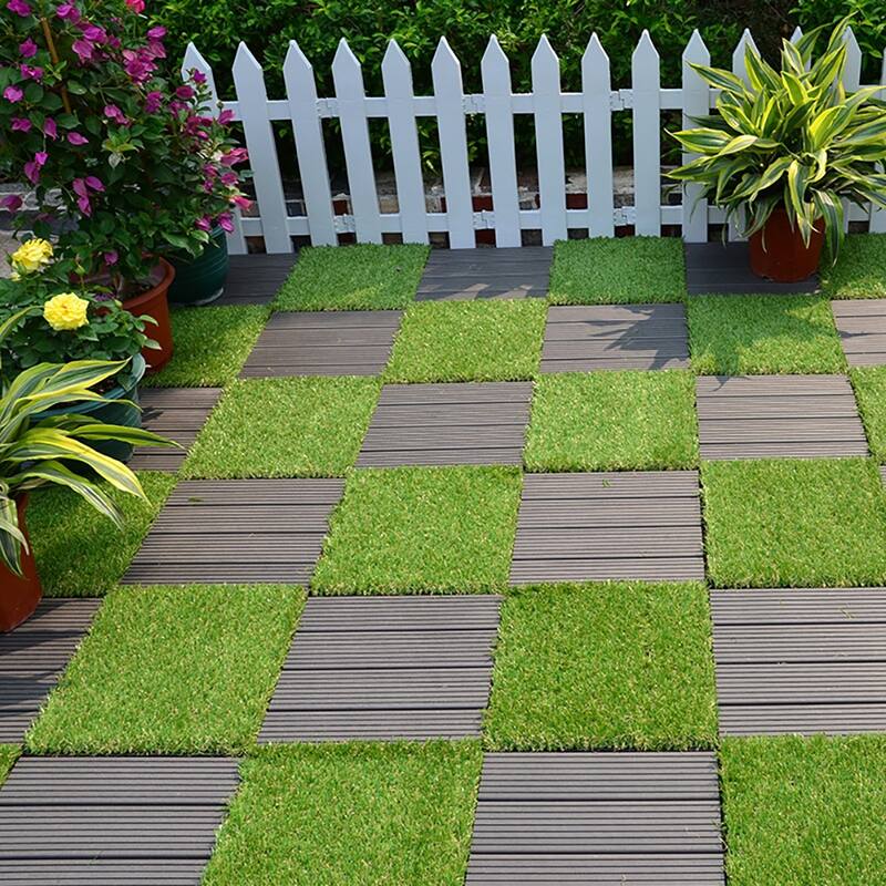 NOVO 4 PINS Grass Deck Tiles 11.18"x11.18" Acacia(30 Pack) - Green