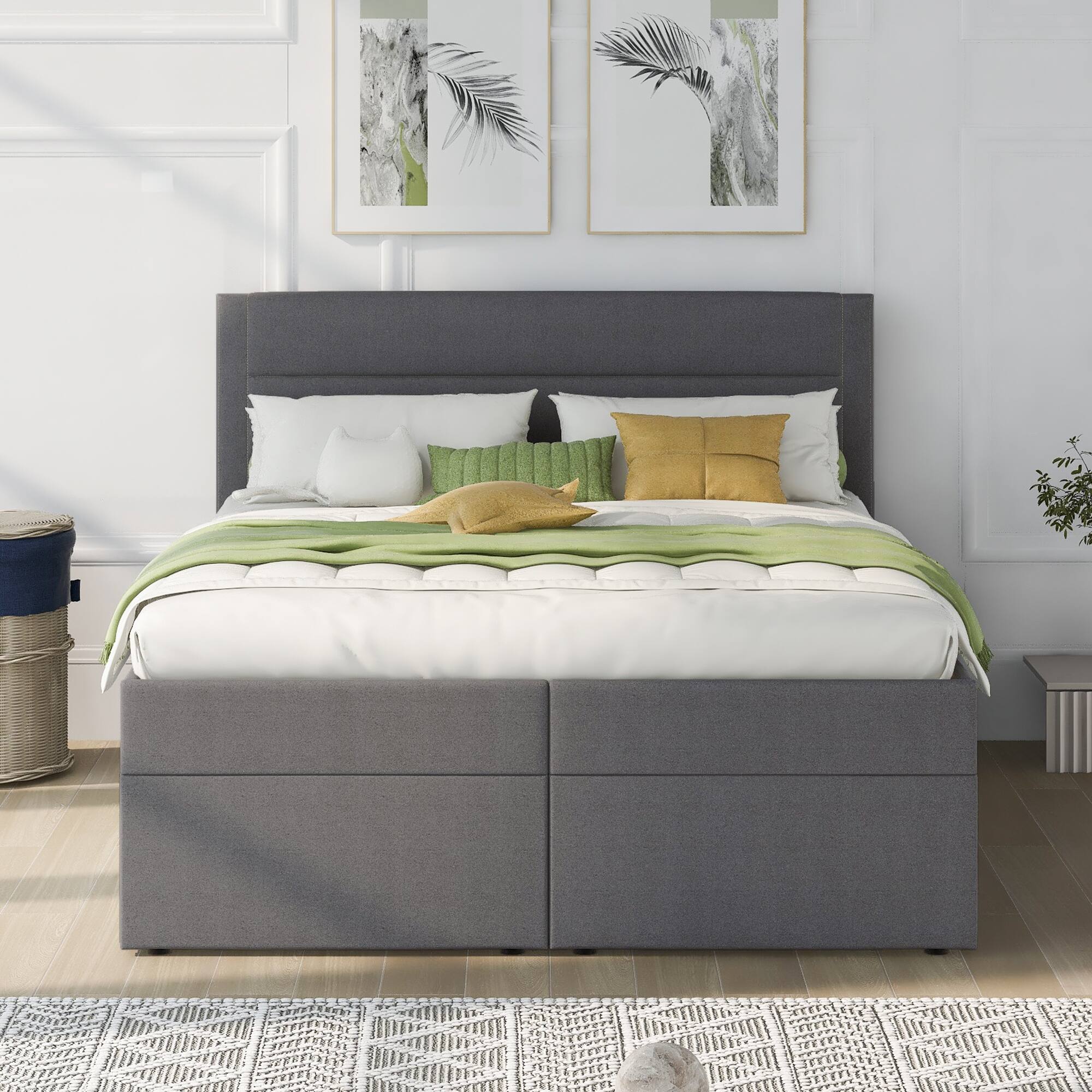Queen Size Upholstered Platform Bed with Storage Underneath Bed Bath & Beyond 39554841
