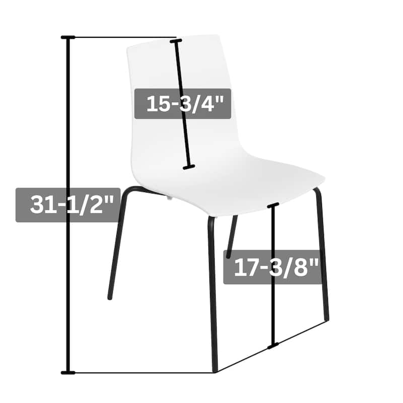 Furnish Theory Aero-S Pro Indoor/Outdoor Stackable Dining Side Chairs Polypropylene Shell & Powder-Coated Steel Legs (Set of 2)