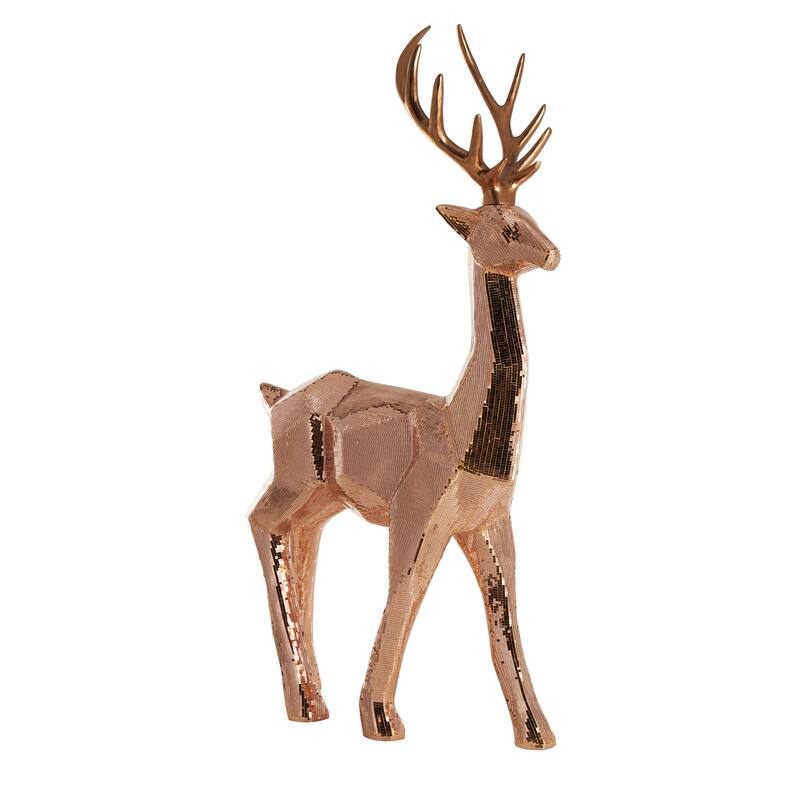 Silver or Copper Fiberglass Floor Reindeer Christmas Sculpture with Mosaic Pattern