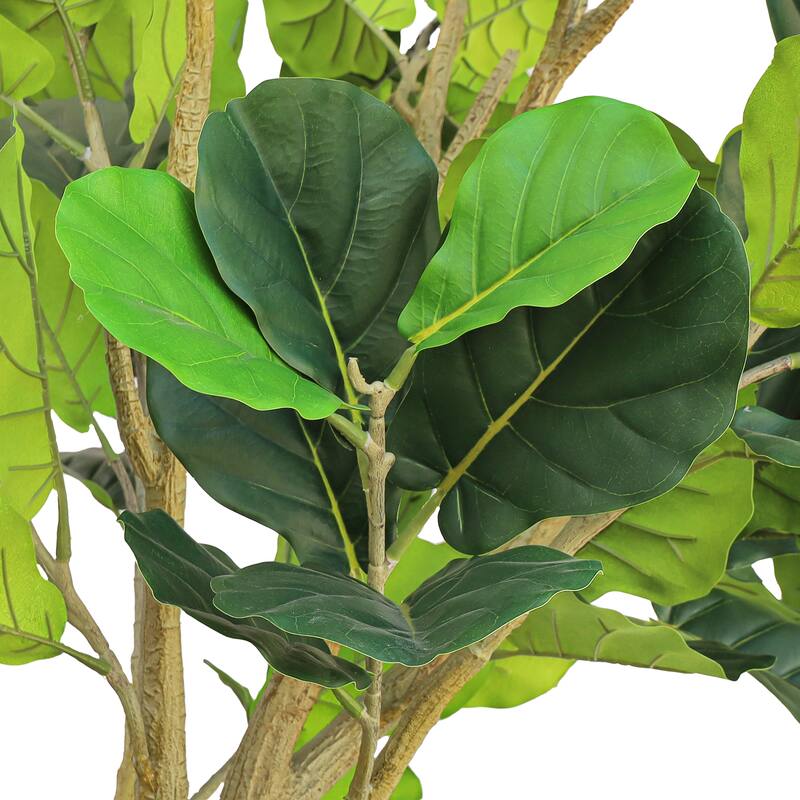 10ft Deluxe Real Touch Artificial Fiddle Leaf Fig Tree in Black Pot - 120" H x 45" W x 45" DP