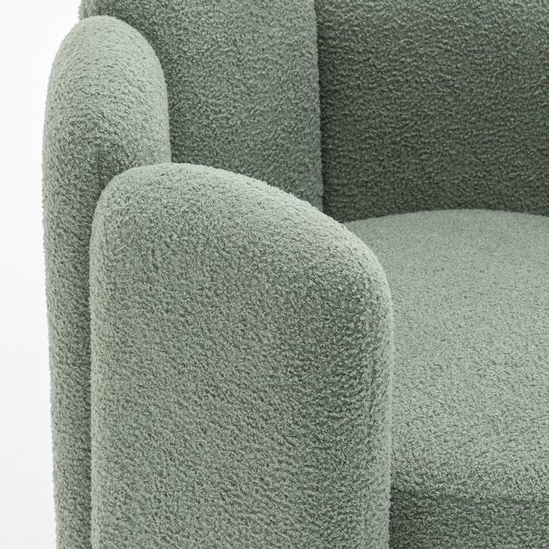 SEYNAR Modern Glam Teddy Fabric Upholstered Round Accent Chair with Flower Shaped Back Design Set of 2