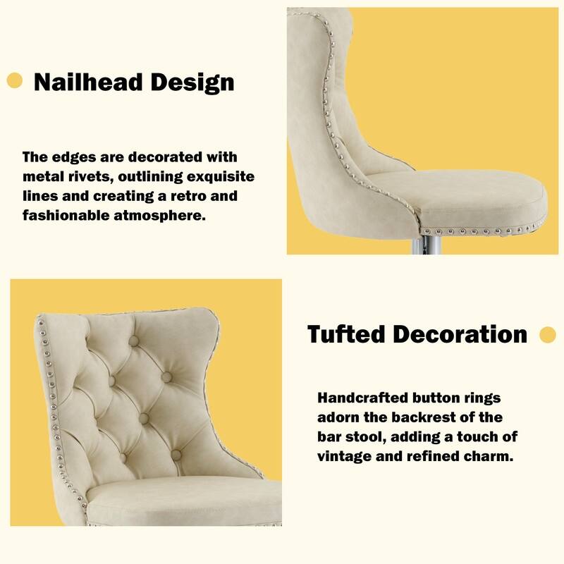 Swivel Foam Barstools Adjusatble Seat Set of 4