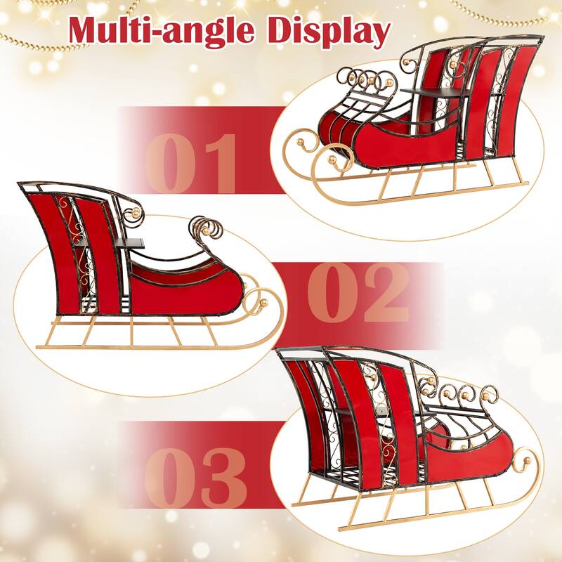 Gymax 23''Christmas Santa Sleigh w/ 2-Tier Storage Shelf Christmas - See Details