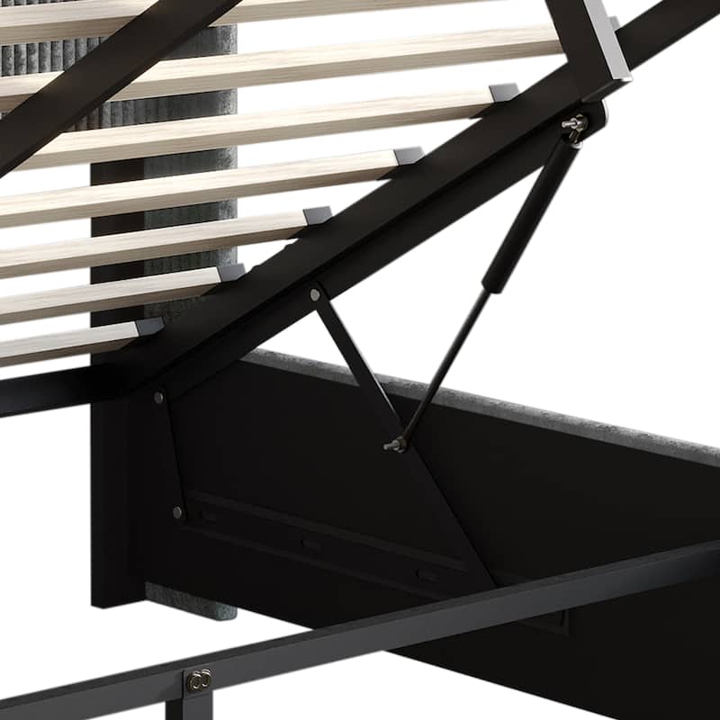 CraftPorch Luxury Wingback Platform Lift Up Storage Bed