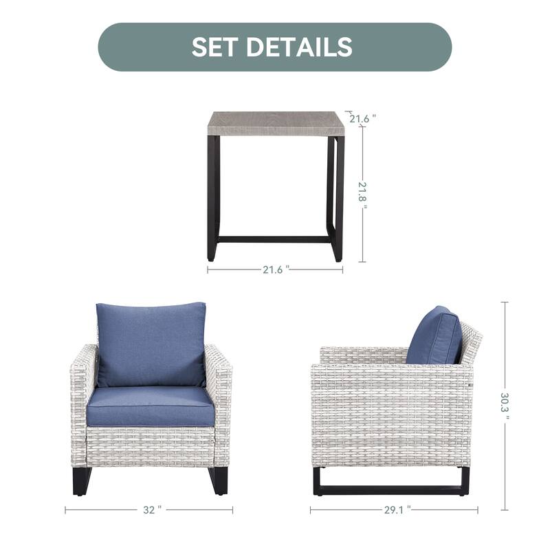 Gymojoy Outdoor PE Wicker Chairs with Table Weather-resistance