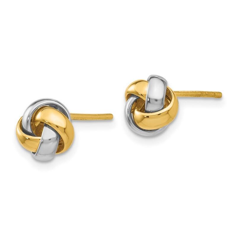 Curata 14k Two-Tone Polished Gold 8mm Love Knot Post Earrings