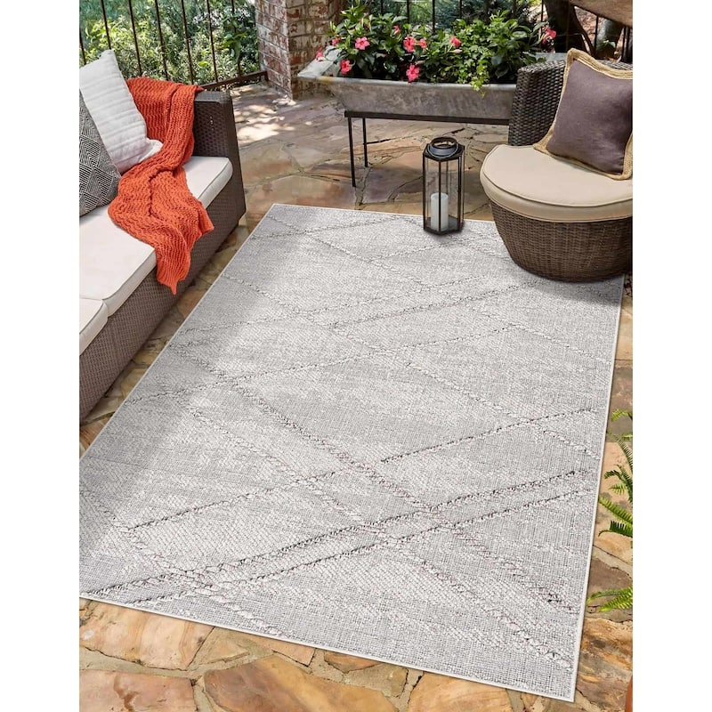 Hauteloom Butch Living Room, Bedroom Patio Outdoor Area Rug - Farmhouse - Taupe,Beige - 2' x 3' - 5' x 7' - Beige, Cream, Grey / Baqer 2