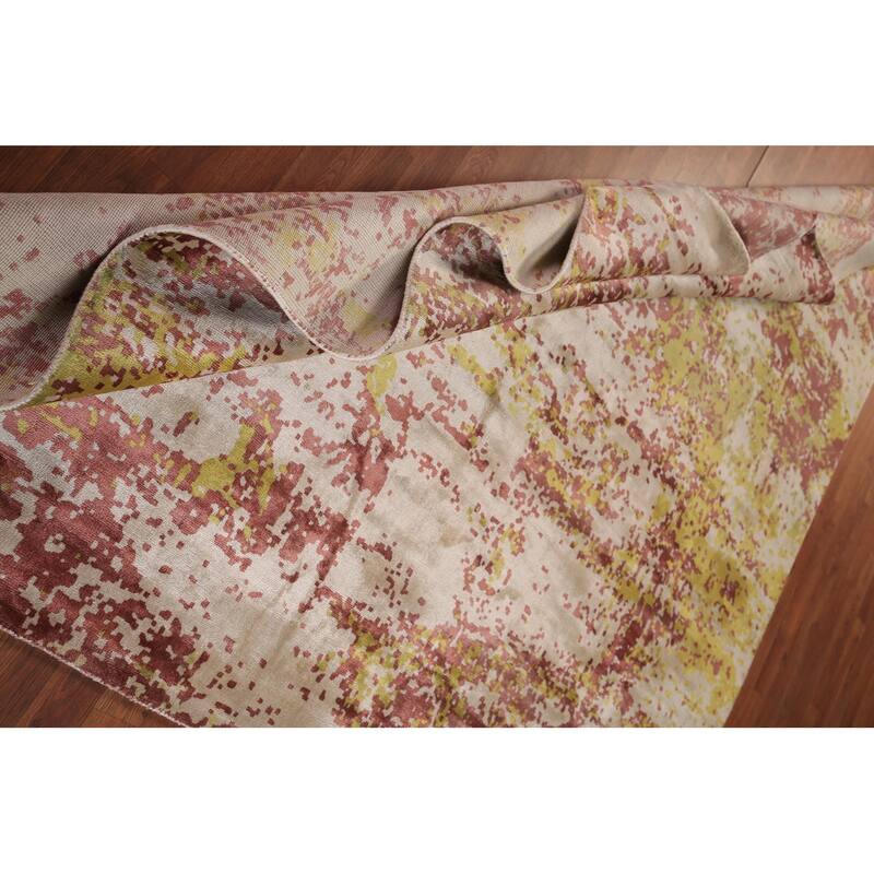 Contemporary Abstract Indian Square Rug Handmade Wool Carpet - 8'0" x 8'1"