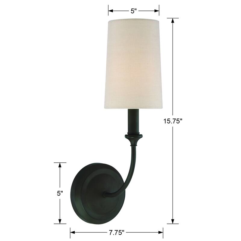 Libby Langdon for Crystorama Sylvan 1 Light Dark Bronze Sconce - 4.87'' W x 15.75'' H x 7.75'' D