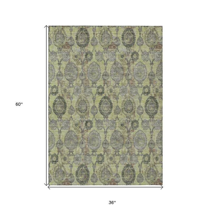 HomeRoots Damask Transitional Rectangle Outdoor Rug