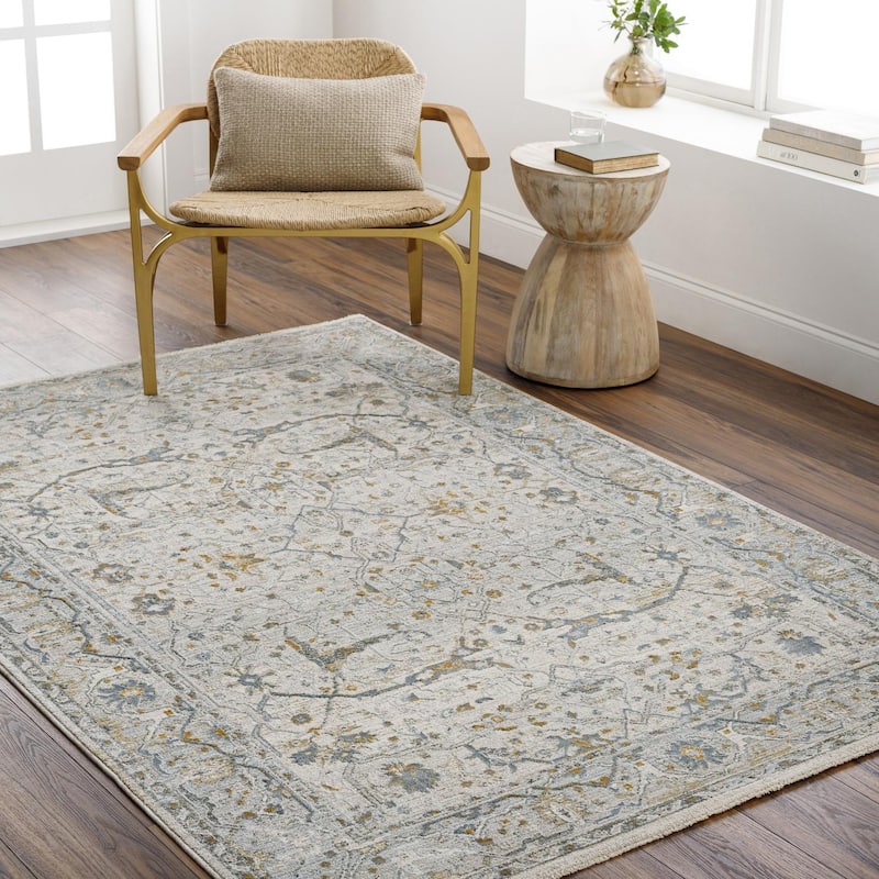 Livabliss Transitional Dresden Medallion Area Rug - 5' x 7'5" - Gray/Blue