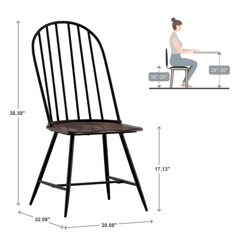 Belita Two-Tone Metal and Wood Spindle Back Dining Chairs (Set of 4) by iNSPIRE Q Modern