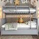 preview thumbnail 1 of 10, Grey Twin over Full Wood Bunk Bed Convertible Beds with Twin Size Pull-Out Trundle Grey