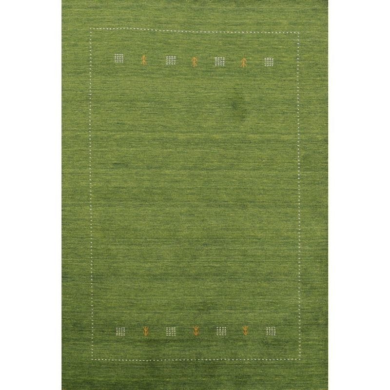 Hand Knotted Oriental 100% Wool Carpet Tribal Tribal Green Gabbeh Area Rug - 7' 9'' X 5' 8''