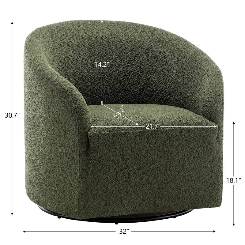 KINWELL 32"W Boucle Upholstered Swivel Barrel Armchair (Set of 2)