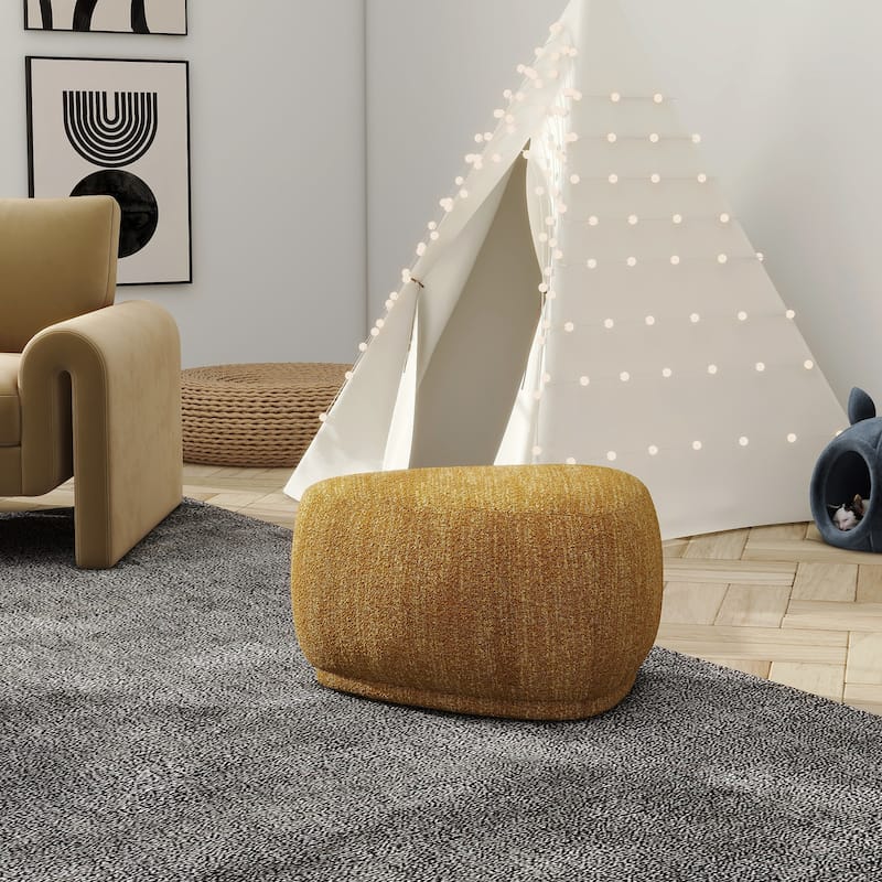 Pebble 26" Rounded Triangle Cocktail Ottoman - Mustard Yellow Tweed