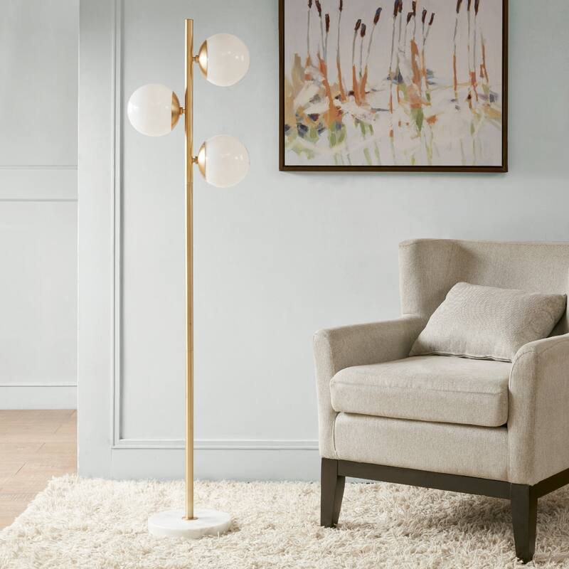 INK+IVY Holloway 3-Globe Light Floor Lamp with Marble Base