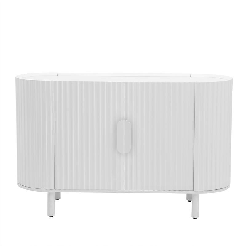Light Luxury Sideboard with Adjustable Shelves, Curved Design Storage Buffet Cabinet for Living Room/Kitchen/Entryway/Hallway