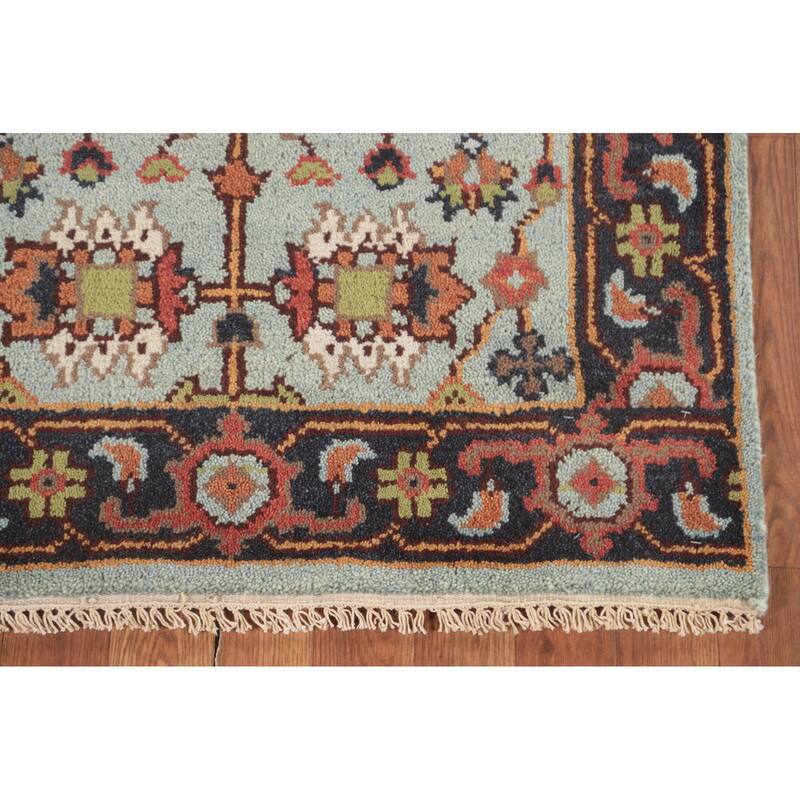 Light Blue Heriz-Serapi Accent Rug Handmade Floral Wool Carpet - 2'11"x 5'0"