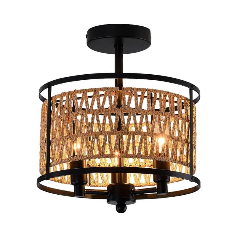 3 Light light fixture black ceiling lighting iron semi flush mountceiling light - N/A
