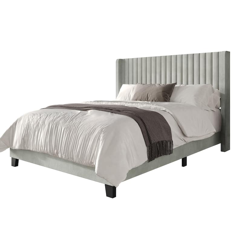 Clayfell Ashland Velvet Upholstered Panel Bed