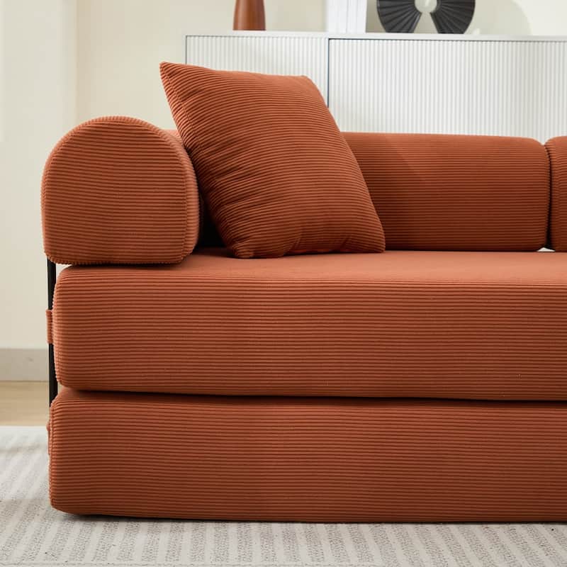 Folding Upholstered Sofa Bed, 78.5" Convertible Sleeper Sofa Bed with 2 Pillows, Fold Out Loveseat Couch, Futon Couch