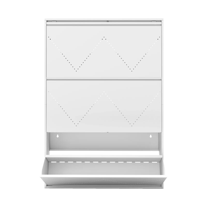 Moasis 3-Drawer Flip-Down Shoe Storage Cabinet, Wall-Mounted Metal Organizer
