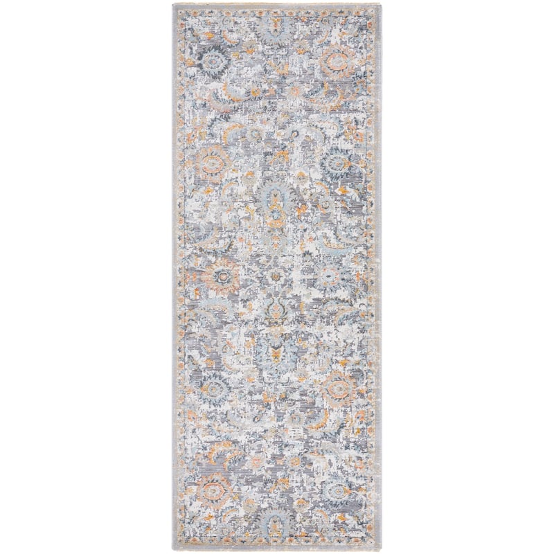 Livabliss Hassler Transitional Floral Area Rug - Grey/Yellow - 2' 7" x 7' 3"