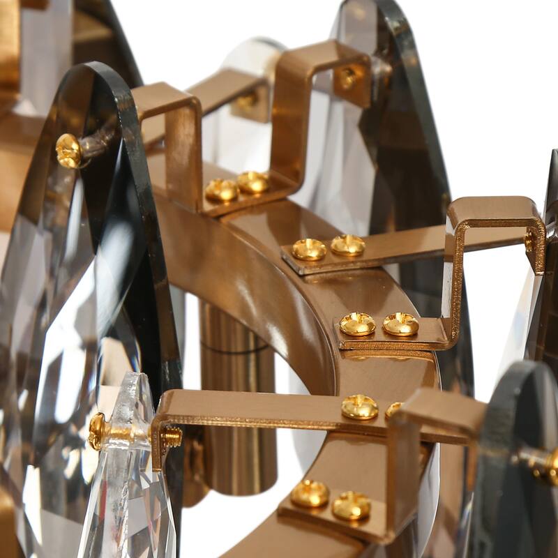 Modern Glam 8-Light Crystal Chandelier Art Deco Island Lights for Kitchen Island - Gold - 37.5" W x 7" H x 15" D