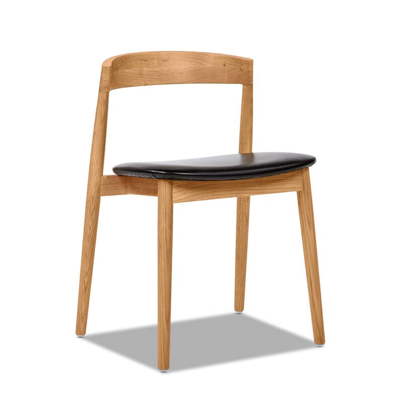 Raven 20.5" Mid-Century Modern Sculpted Oak Wood Dining Chair