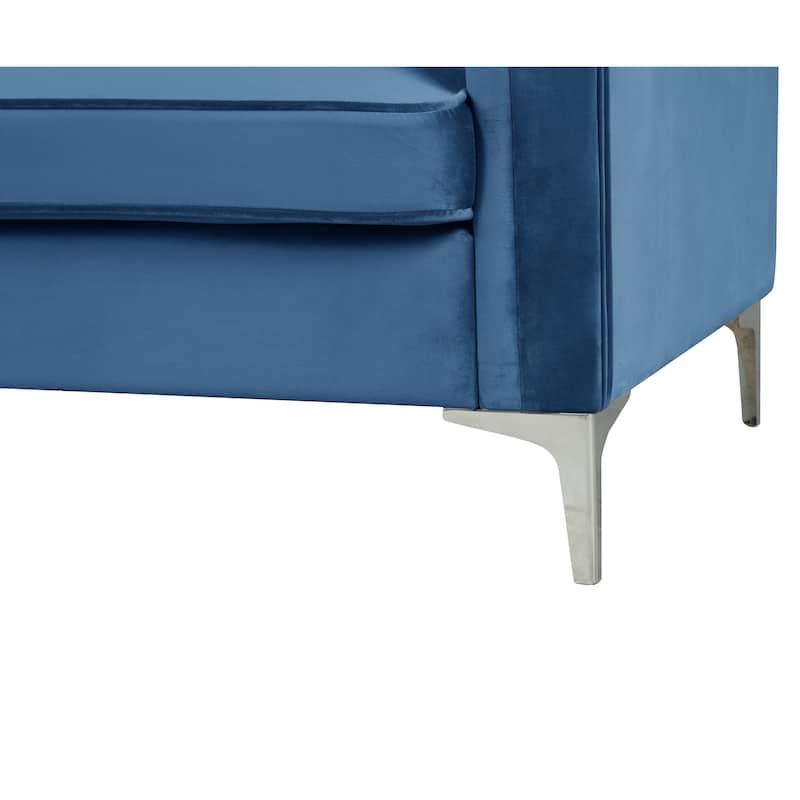 Morden Fort Modern 2 Pieces of Chair and Loveseat Set with Dutch Velvet Grey, Iron Legs - Blue