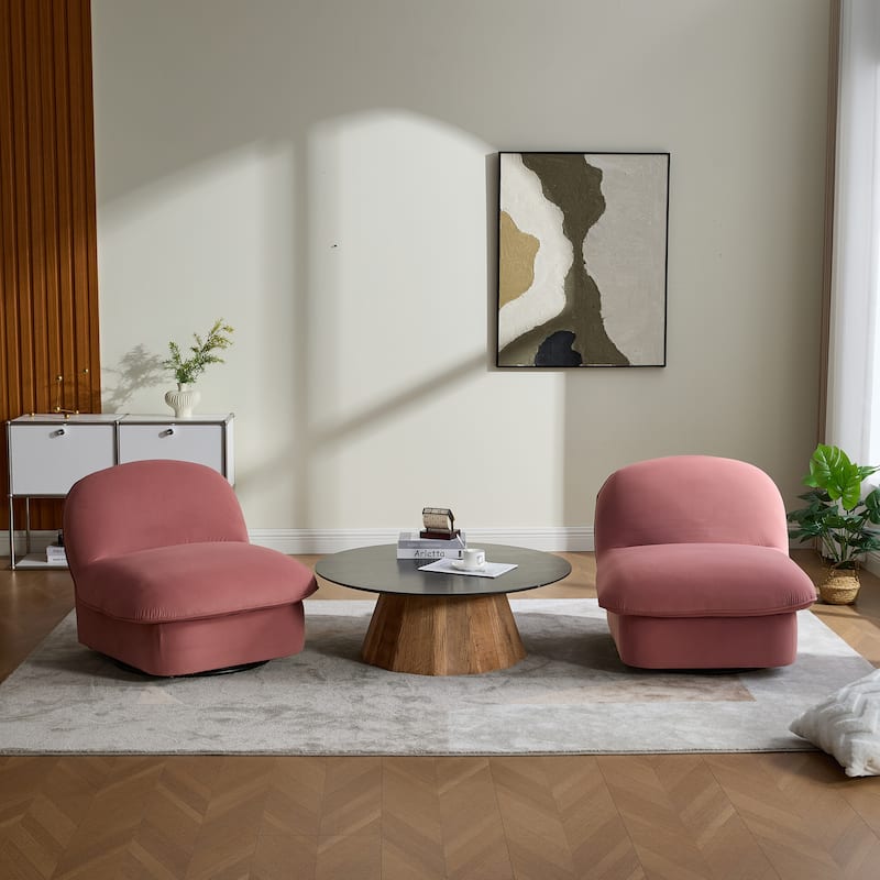 Pumpkin-Shaped Swivel Chair, 360-Degree Swivel Accent Chair for Living Room Bedroom Office