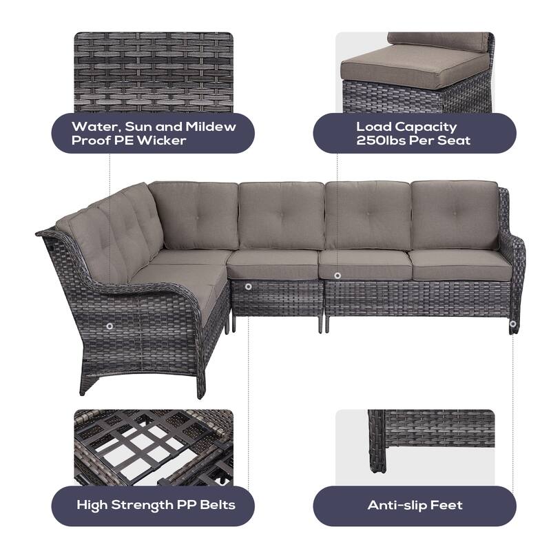 Outdoor Sectional Patio Sofa with Fire Pit Table