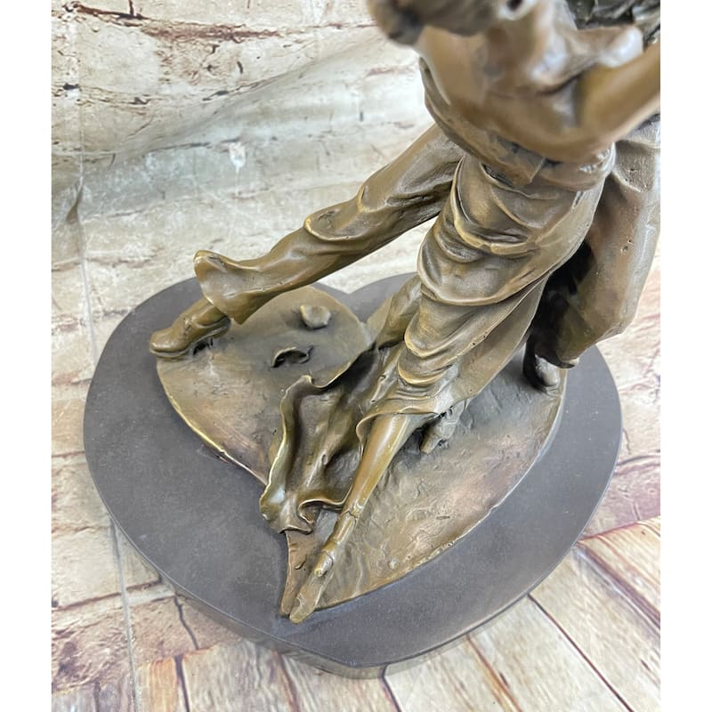 Romantic Couple Dancing Tango Waltz Bronze Metal Statue Sculpture Decor Marble Base
