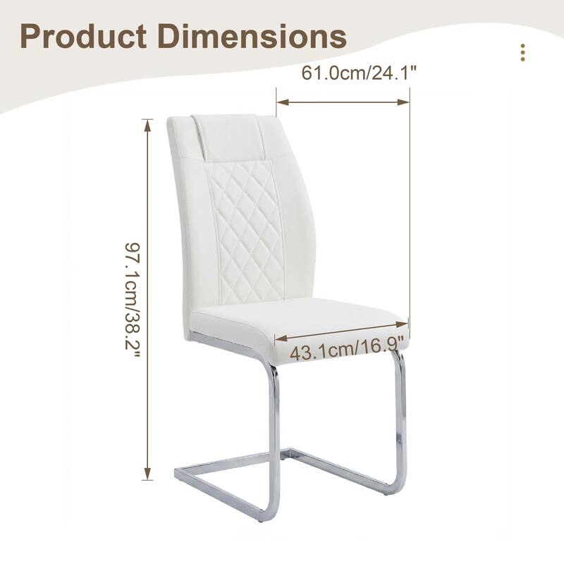 High-Back Dining Chairs Set of 6, PU Leather Modern Kitchen Chairs with Silver Legs for Home Furniture Dining & Kitchen Room