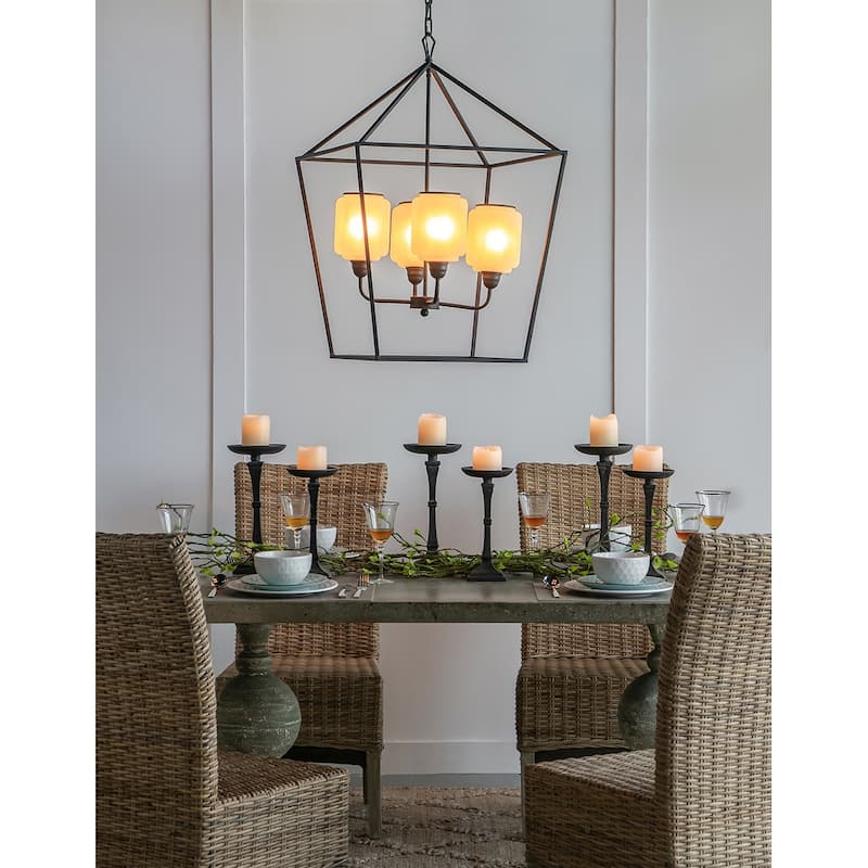 21.7x21.7x33.5 " Iron Chandelier, Sleek Industrial Style Hanging Light Fixture, Bulb Not Included