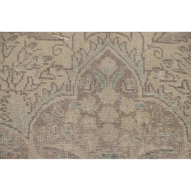 Hand Knotted Oriental 100% Wool Carpet Traditional Floral Beige & Ivories Tabriz Area Rug - 12' 5'' X 9' 8''