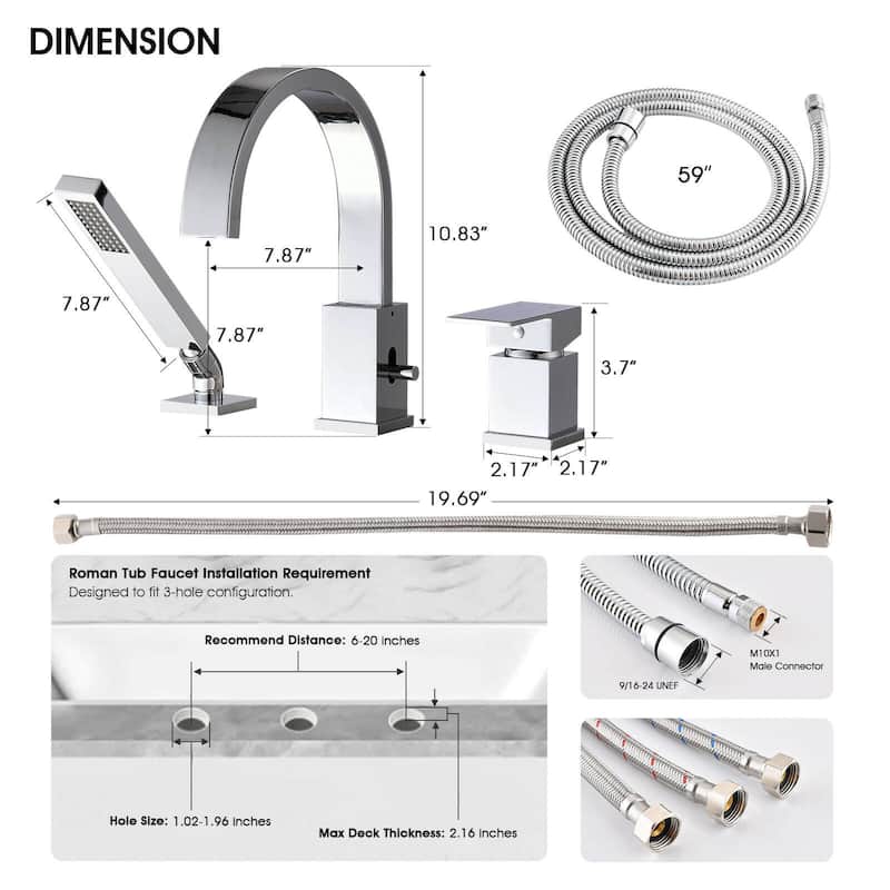 Single Handle Deck Roman Tub Faucets/Filler with Handheld Shower