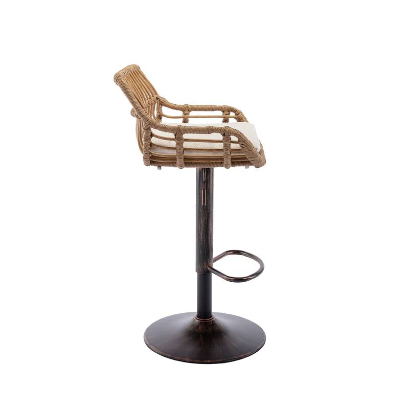 Set of 2 Swivel Bar Stools Adjustable Counter Height with Footrest