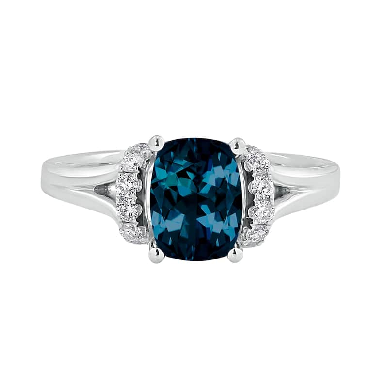 Auriya 1 3/4ct Modern Cushion-cut London Blue Topaz and Diamond Engagement Ring 1/4ctw 14k Gold