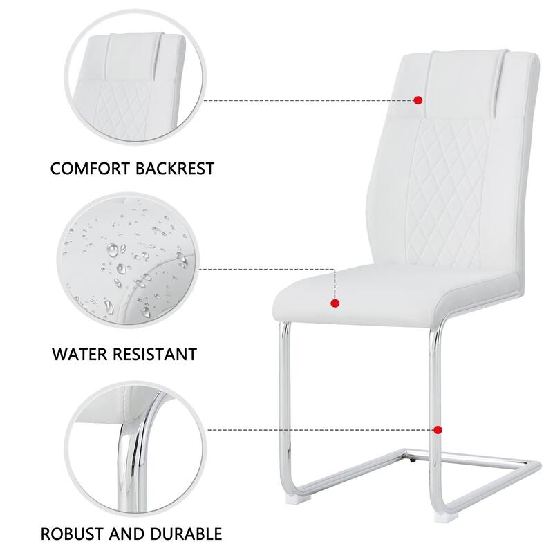 4-Piece Set of PU Leather Padded Modern Dining Chairs, Suitable for Dining Room or Living Room