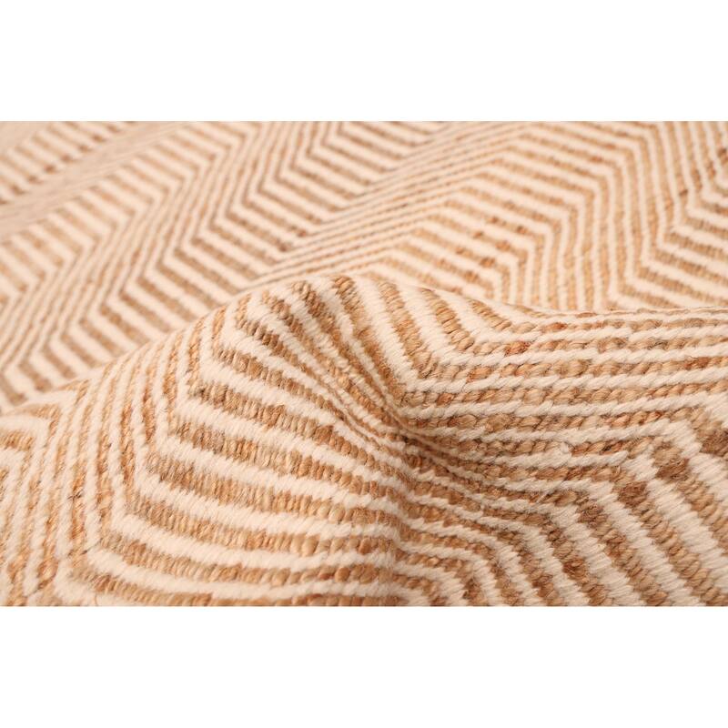 ECARPETGALLERY Flat-Weave Palas Denizli Ivory, Tan Kilim - 5'5 x 7'7