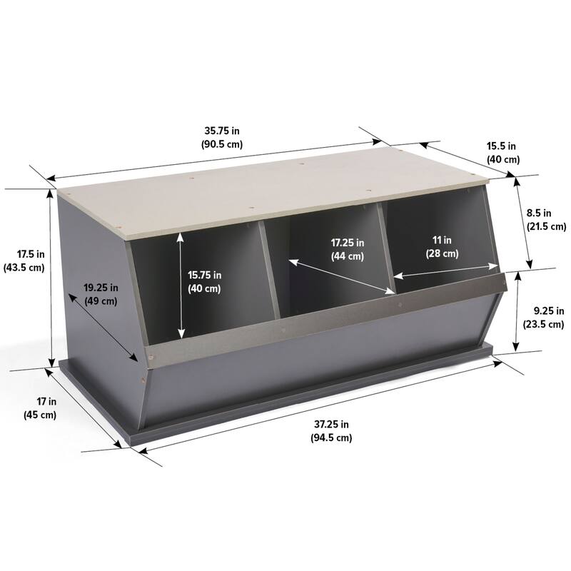 Taylor & Olive Lantana Three Bin Stackable Storage Cubby