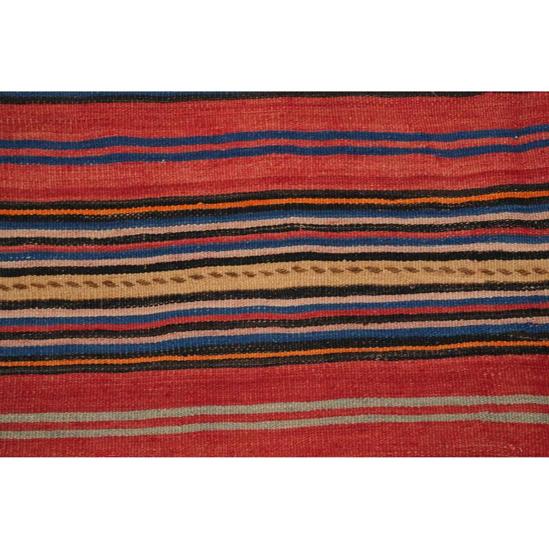 Hand Woven Oriental 100% Wool Carpet Southwestern Geometric Oranges & Rust Kilim Area Rug - 7' 11'' X 5' 2''