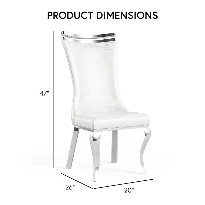 Furniture of America Thaddeus Glam Stainless Steel Upholstered Dining Side Chair (Set of 2)