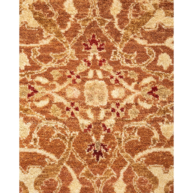 Overton Handknotted Wool Traditional Oriental Brown Area Rug - 6' x 9'
