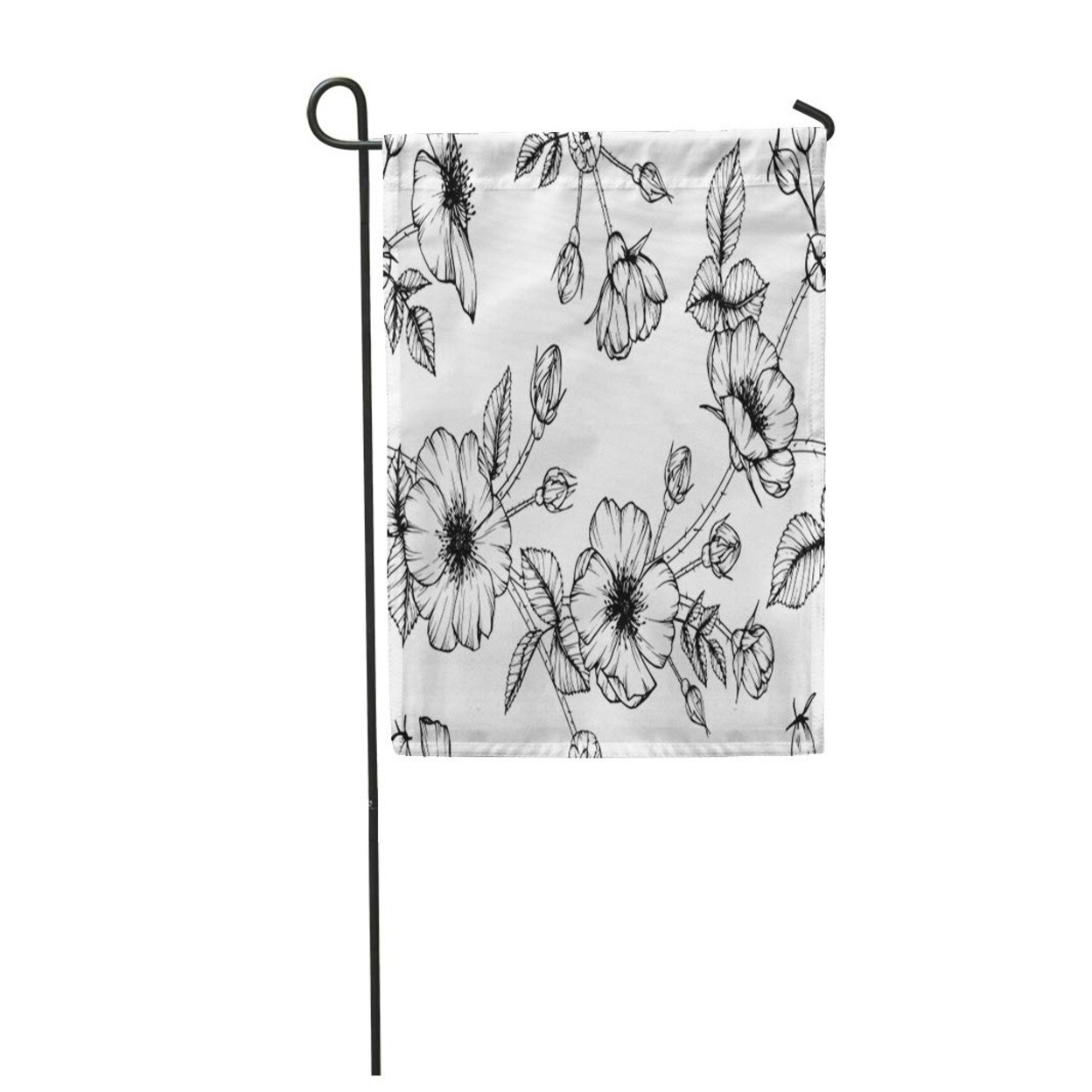 Shop Abstract Flower Pattern Rose And Leaf Drawing Beauty Black Garden Flag Decorative Flag House Banner 12x18 Inch On Sale Overstock 31391315